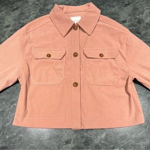Avec Les Filles Shacket Corduroy Size Large NWT Crop Dusty Rose Millennial Pink